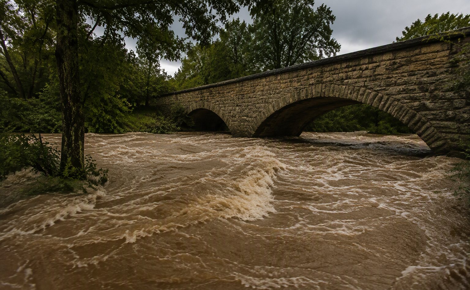 High water along Codorus Creek after heavy rain in York